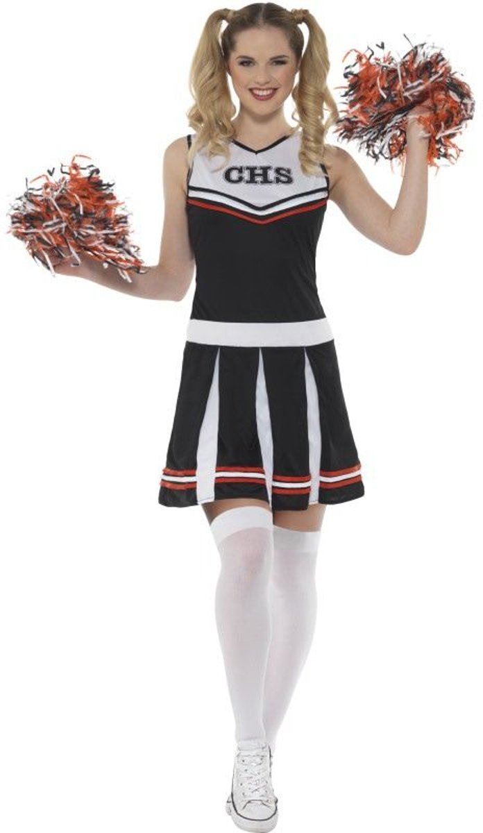 Cheerleader Kostuum | Zwart Go Highschool Cheerleader | Vrouw | Large | Carnaval kostuum | Verkleedkleding